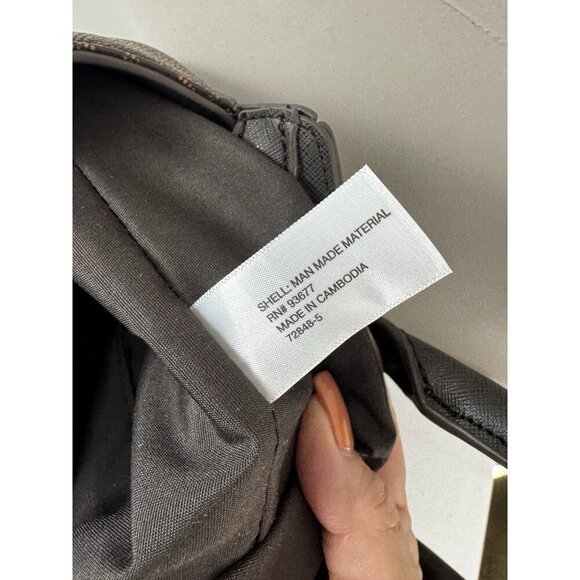 Liz Claiborne Crossbody Bag Top Handle Purse Mocha Brown Geo Print Medium Sized - Picture 15 of 16